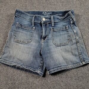 Ariat Boyfriend Jean Shorts Womens 28R Blue Denim Perfect Rise Distressed READ